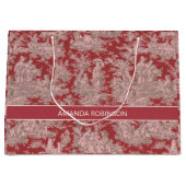 Elegante  rode roze toile de jouy groot cadeauzakje (Voorkant)
