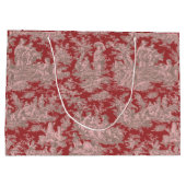 Elegante  rode roze toile de jouy groot cadeauzakje (Achterkant)