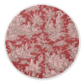 Elegante  rode roze toile de jouy keramische knop (Voorkant)
