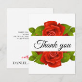 Elegante rode rozen bedankje bedankkaart (Voorkant / Achterkant)