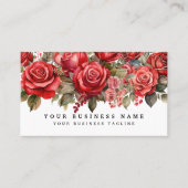 Elegante Rode Rozen Bloemen Bloemen Visitekaartje (Voorkant)