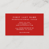 Elegante Rode Rozen Bloemen Bloemen Visitekaartje (Achterkant)