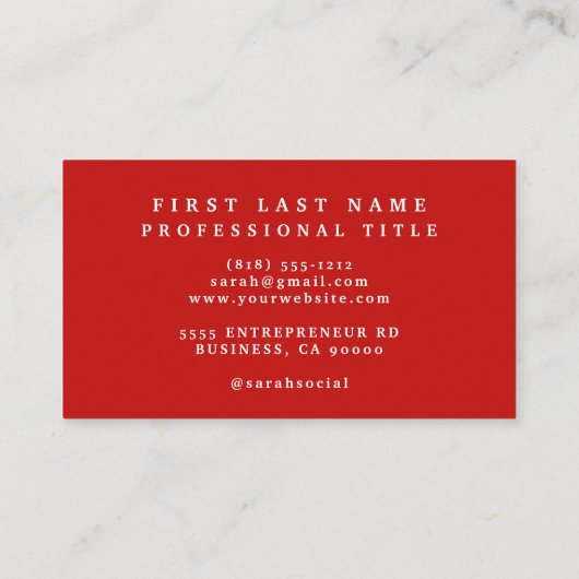 Elegante Rode Rozen Bloemen Bloemen Visitekaartje (Achterkant)