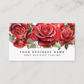 Elegante Rode Rozen Bloemen Bloemen Visitekaartje (Voorkant)