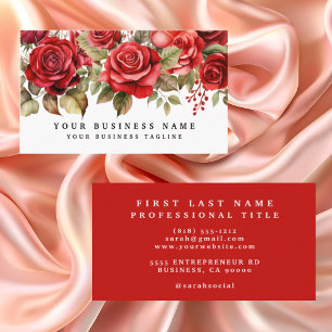 Elegante rode rozen bloemen bloemstuk visitekaartje