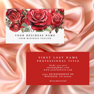 Elegante rode rozen bloemen bloemstuk visitekaartje