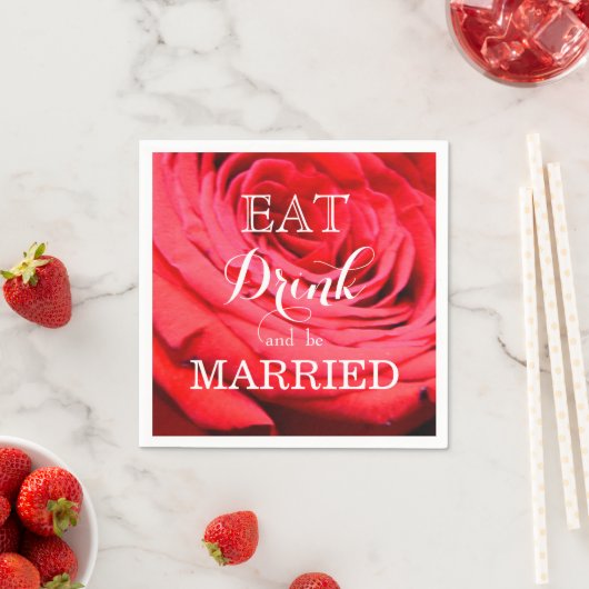 Elegante rode rozen bloemeneet Drink en wees getro Servetten (Insitu)