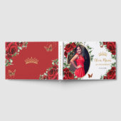Elegante rode rozen bloemengoud quinceanera foto gastenboek (Volledig)