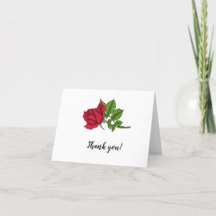 Elegante rode rozen Bloemrijke bruids- dankkaart Bedankkaart