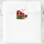 Elegante Rode Rozen Boeket Monogram Vierkante Sticker (Tas)
