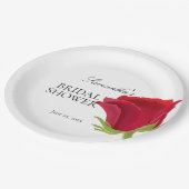 Elegante Rode Rozen Bruidsfeest Papieren Bordje (Gekanteld)