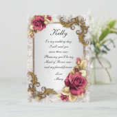 Elegante Rode Rozen Bruidsmeisje Kaart (Staand voorkant)