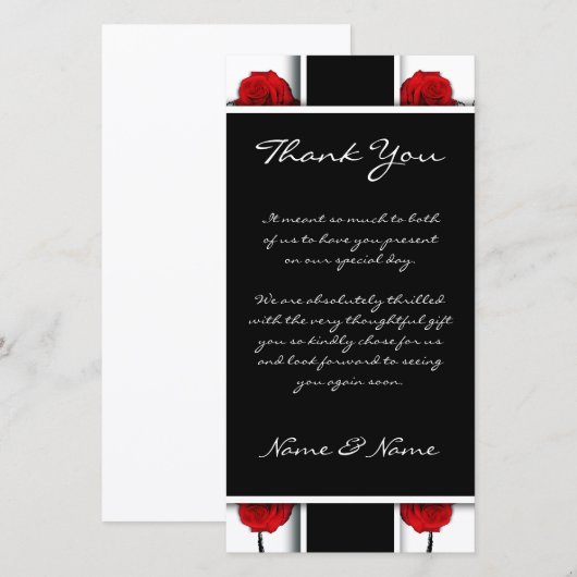Elegante rode rozen - bruiloft bedankkaarten bedankkaart (Voorkant / Achterkant)