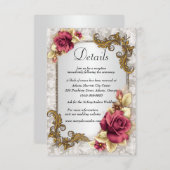Elegante rode rozen bruiloft details informatiekaartje (Voorkant / Achterkant)