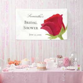 Elegante Rode Rozen Bruiloft Feest Spandoek