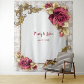 Elegante rode rozen bruiloft foto achtergrond wandkleed (In situ)