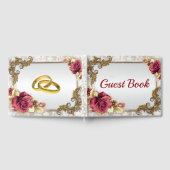 Elegante rode rozen bruiloft gastenboek (Volledig)
