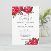 Elegante rode rozen bruiloft kaart (Staand voorkant)