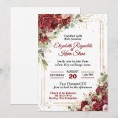 Elegante rode rozen bruiloft kaart (Voorkant / Achterkant)