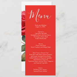 Elegante rode rozen bruiloft menu