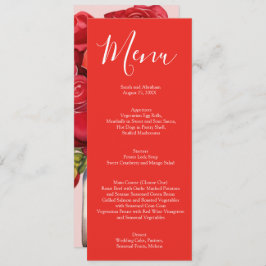 Elegante rode rozen bruiloft menu