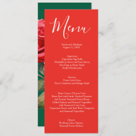 Elegante rode rozen bruiloft menu