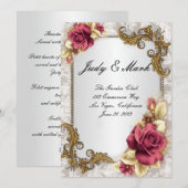 Elegante rode rozen bruiloft menu Kaart (Voorkant / Achterkant)