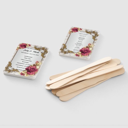 Elegante rode rozen bruiloft programma fans handwaaier (Niet-gemonteerd)