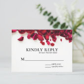 Elegante rode rozen bruiloft RSVP kaartje (Staand voorkant)