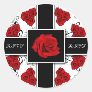 Elegante rode rozen - bruiloft rsvp stickers