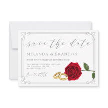 Elegante rode rozen bruiloft Save the Date Kaart