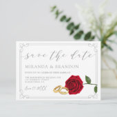 Elegante rode rozen bruiloft Save the Date Kaart (Staand voorkant)