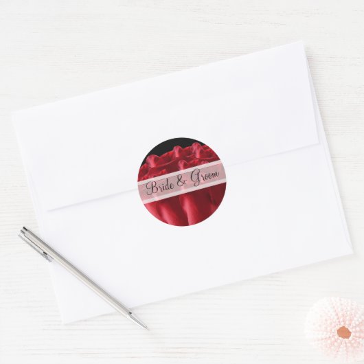 Elegante rode rozen bruiloft stickers (Envelop)