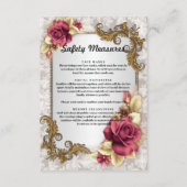 Elegante rode rozen bruiloft veiligheidsmaatregele informatiekaartje (Voorkant)