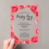 Elegante Rode Rozen Derby Feest Acryl Uitnodigingen (Insitu (Draagbaar))
