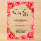 Elegante Rode Rozen Derby Feest Acryl Uitnodigingen (Voorkant)