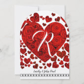Elegante Rode Rozen en Hartjes Bruiloft Kaart (Achterkant)