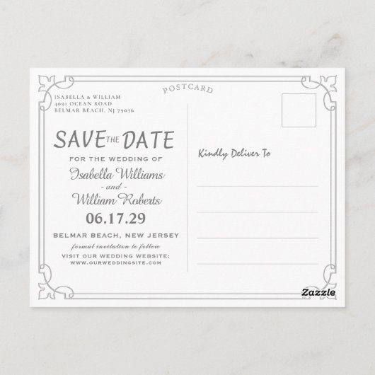Elegante rode rozen en ringen bruiloft Save the Da Briefkaart (Achterkant)