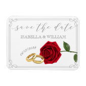 Elegante rode rozen en ringen bruiloft Save the Da Magneet (Horizontaal)