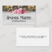 Elegante rode rozen | Floral Gold Pattern Visitekaartje (Voorkant / Achterkant)
