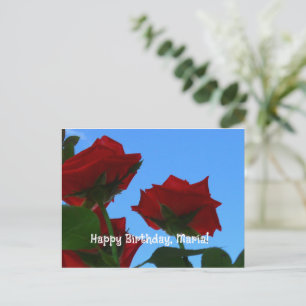 Elegante rode rozen foto groeten verjaardagskaart briefkaart