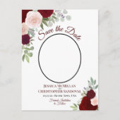 Elegante Rode Rozen & Fotobruiloft Bewaar de datum Aankondigingskaart (Voorkant)
