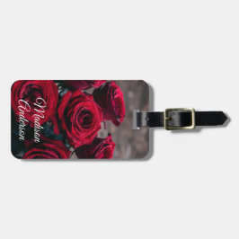 Elegante rode rozen gepersonaliseerd bagagelabel