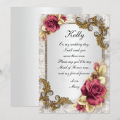 Elegante Rode Rozen Getuige Kaart (Voorkant / Achterkant)