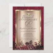 Elegante rode rozen glinsterende huwelijksverjaard kaart (Voorkant)