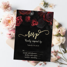 Elegante Rode Rozen Gothic RSVP