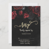Elegante Rode Rozen Gothic RSVP Kaart (Voorkant)