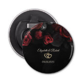 Elegante rode rozen Gotische bruiloft Button Flesopener (Voorkant)