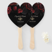 Elegante rode rozen Gotische bruiloft Handwaaier (Voorkant en achterkant)