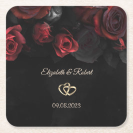 Elegante rode rozen Gotische bruiloft Kartonnen Onderzetters